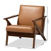 Baxton Studio Bianca Mid-Century Modern Walnut Brown Finished Wood and Tan Faux Leather Effect Lounge Chair 190-11392-ZORO